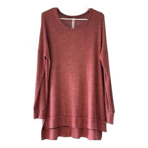 Zenana Outfitters Heathered Maroon Oversized Knit Tunic